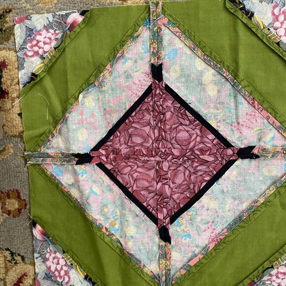 Handmade Quilt 12" Blocks Lot 19 Blue Pink UFOs Sewing Crafts Patchwork Pieced - Picture 16 of 16